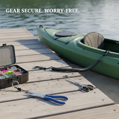 Retractable Fishing Tool Lanyard - Stainless Steel Tether for Pliers & Scissors, Anti-Loss Gear Clip for Boats, Kayaks (1 Pack) - size: 78.74 x 3.15 x 1.57"