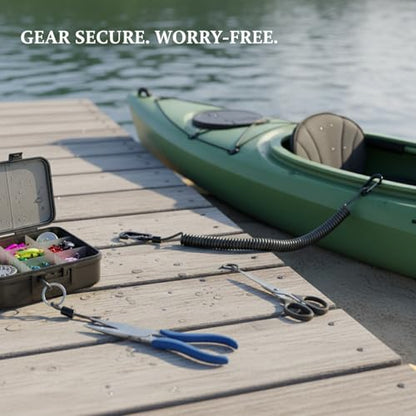 Retractable Fishing Tool Lanyard - Stainless Steel Tether for Pliers & Scissors, Anti-Loss Gear Clip for Boats, Kayaks (1 Pack) - size: 78.74 x 3.15 x 1.57"