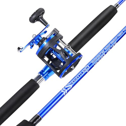 Sougayilang Fishing Rod Combo, 2-Piece Trolling Fishing Reel Combo with 3.8:1 Gear Ratio & 3+1 Bearings, Aluminum Reel Seat for Saltwater/Big Game Fish - color: LDT30-Left Handed