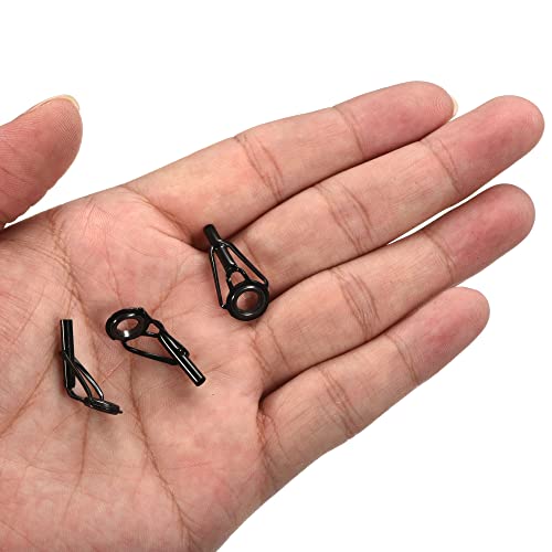PATIKIL Tube Dia Fishing Rod Tips Repair Kit, Stainless Steel Black Guide Ring for Fishing - size: 2.4mm