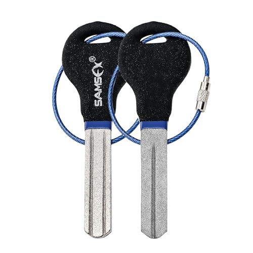 SAMSFX Fishing Hook Sharpener Hook File for Fishing Diamond File with Handle Portable Double Sided Fine and Medium Grits for Men - color: Black/Blue