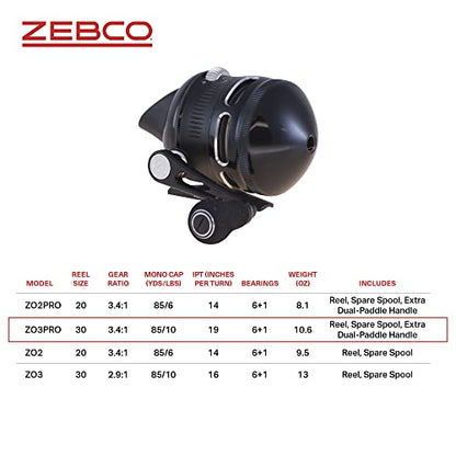 Zebco Omega Pro Spincast Fishing Reel, Dual Ceramic Pick-up Pins, Solid-Brass Pinion Gear, GlideLine ll Line Retrieval System, Pre-Spooled