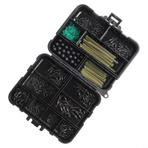 Carp Fishing Tackle Box Set, 301PCS Terminal Tackle Kit with Hooks Swivels Clips Beads, Stainless Steel & Rubber Rig Accessories for Freshwater Saltwater Bass Trout, Portable Storage Case