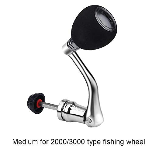 Keenso Spinning Handle Nonslip 2 Reel Replacement Handle Metal Fishing Reel Replacement Parts - size: Silver-Medium for 2000 & 3000