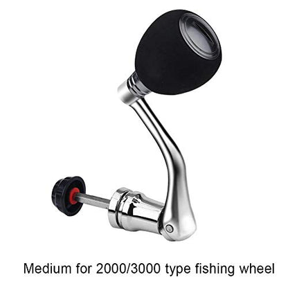 Keenso Spinning Handle Nonslip 2 Reel Replacement Handle Metal Fishing Reel Replacement Parts - size: Silver-Medium for 2000 & 3000