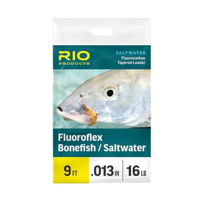 RIO Products Fluoroflex Bonefish Tapered Leader - 100% Fluorocarbon Fly Fishing Leader for Saltwater Species - Abrasion Resistant - size: 16lb