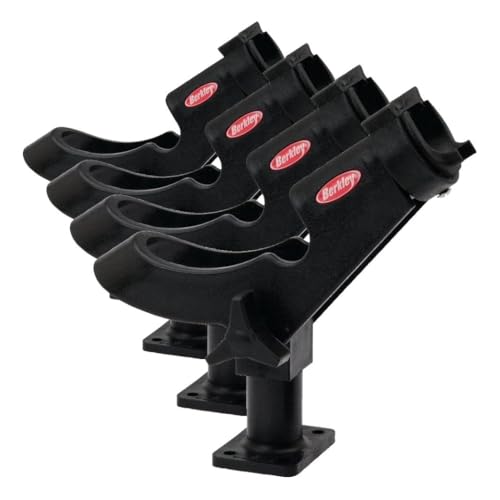 Berkley Boat Rod Holder, Sturdy Polypropylene Construction, Adjustable and Mountable for Ultimate Convenience, Offers Variety of Angled Positions, Sleek Black Design (Pack of 4) - size: One Size (Pack of 4)