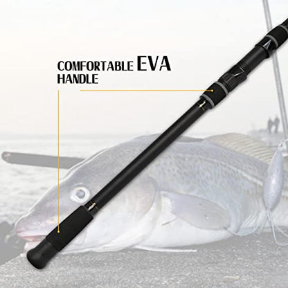 Fiblink Surf Fishing Rod 2 Piece/3 Piece/4 Piece Portable Travel Casting Rod Saltwater Surf Rod (9'/10'/12'/13') - style: Cast-10'-3pc