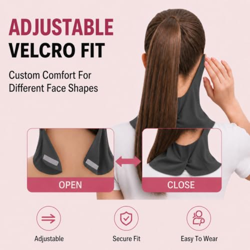 Ice Silk Sun Protection Face Mask for Women, Breathable Cooling Face Cover with Neck Coverage, Driving，Golf，Hiking - color: Dark Grey