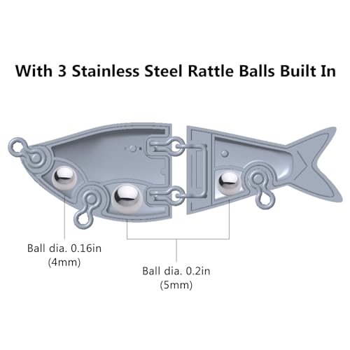 BASSROCK Top Water Tiny Swimbait Bass Fishing Lure Single Jointed Hard Bait 2.05” 5/32oz - color: One Piece - Blue Gold