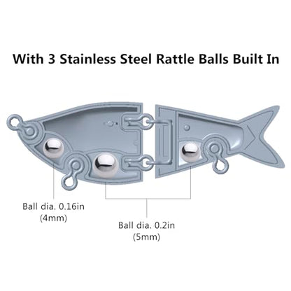 BASSROCK Top Water Tiny Swimbait Bass Fishing Lure Single Jointed Hard Bait 2.05” 5/32oz - color: One Piece - Red Head