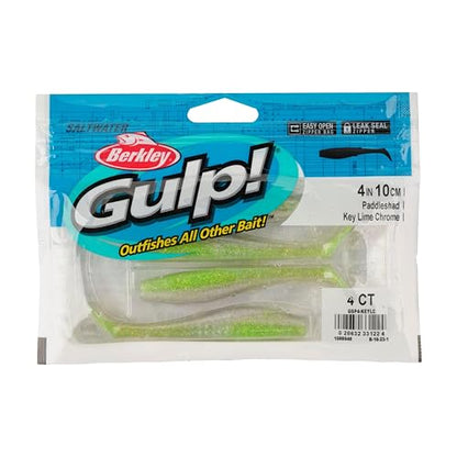 Berkley Gulp! Saltwater Paddleshad Fishing Soft Bait - color: Key Lime Chrome, size: 4"