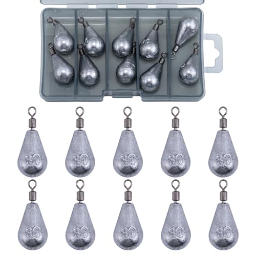 Goture Tungsten Teardrop Drop Shot Weights, 1/32 oz x 10, Ideal for Saltwater, Freshwater, Bass Fishing - size: 1oz - 10pcs
