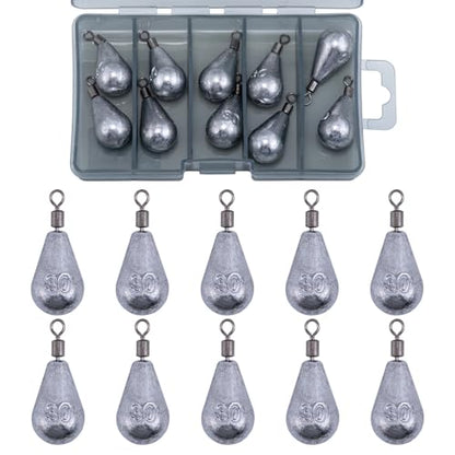 Goture Tungsten Teardrop Drop Shot Weights, 1/32 oz x 10, Ideal for Saltwater, Freshwater, Bass Fishing - size: 1oz - 10pcs