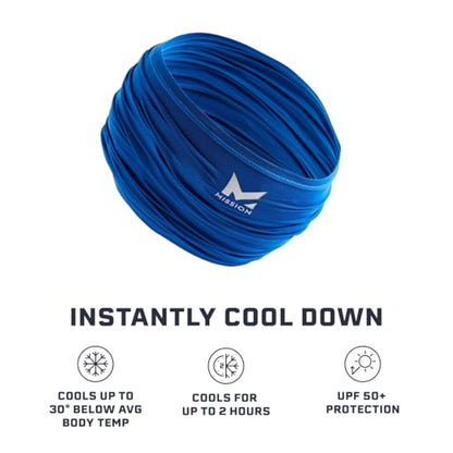 MISSION Multi-Use Neck Gaiter Face Mask for Ski & Outdoors, UPF 50, Breathable Lightweight Fabric - color: Blue