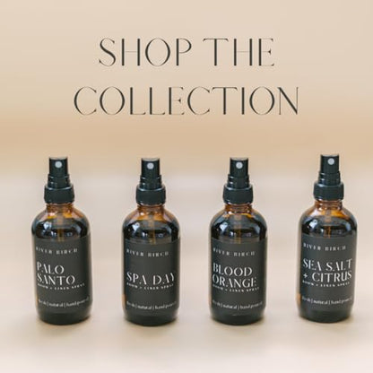 River Birch Mahogany Woods Scented Linen and Room Spray | Home Fragrance | 4 oz Glass Amber Bottle | Luxury Signature Scent | Handmade in Texas - color: Mahogany Woods