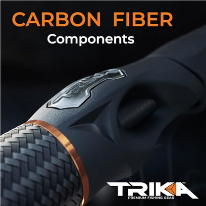 TRIKA 3X Carbon Rod Carbon Weave Rod for Extra Sensitive Vibration | Longer Casting | Lightweight Freshwater Fishing Pole - style: Casting 7' Medium/Fast 1pc.