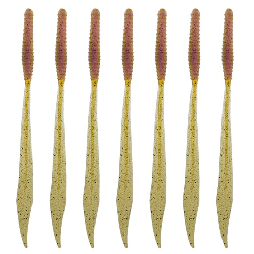6th Sense – Ridge Worm – Soft Plastic Worm – Bass Fishing – Long Flowing Ribbon Tail Worm – Made in the USA (7 per Pack) - color: Green Pumpkin Pro