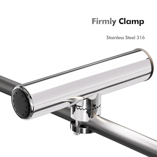 Fishing Rod Holders for Boat, 2 Pack Stainless Steel 316 Rail Mount Adjustable 360°Rotating Rod Holders for Fishing Boat, Marine Grade Clamp on Boat Rod Pole Holder