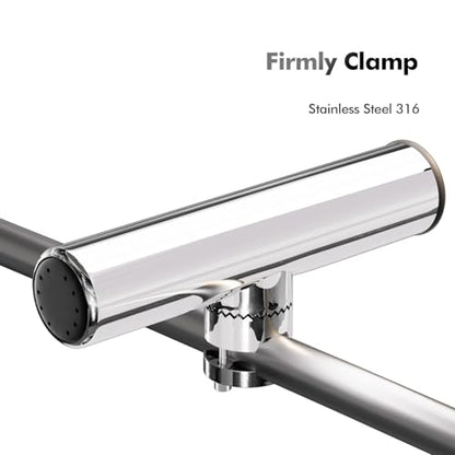 Fishing Rod Holders for Boat, 2 Pack Stainless Steel 316 Rail Mount Adjustable 360°Rotating Rod Holders for Fishing Boat, Marine Grade Clamp on Boat Rod Pole Holder
