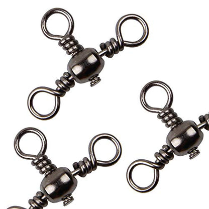 AGOOL 3 Way Swivels Fishing Tackle, 50/100pcs Crossline Barrel Swivel 3 Way Rigs T-Shape Three Way Swivels Fishing Tackle Connector for Catfish Rig Surf Fishing Rig - size: 5#_61lb