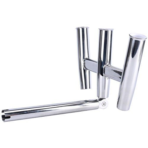 Amarine Made 3 Tube Highly Polished Stainless Steel Outrigger Rod Holder | Triple Rod Holder , Kite Fishing Mount 3 tube rod Holder ,Trident rod holder