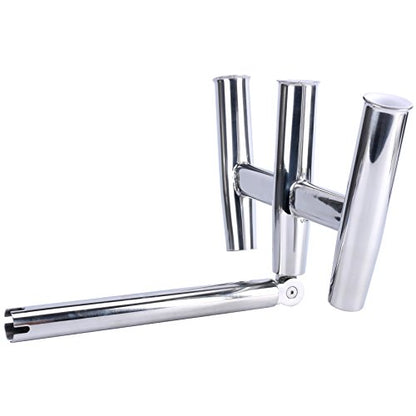 Amarine Made 3 Tube Highly Polished Stainless Steel Outrigger Rod Holder | Triple Rod Holder , Kite Fishing Mount 3 tube rod Holder ,Trident rod holder
