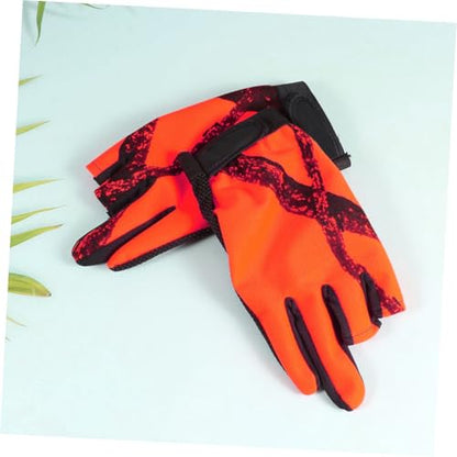 ABOOFAN 3-Finger Exposure Fishing Gloves, Anti-Slip Waterproof Thermal Windproof Gloves for Outdoor Fishing and Camping, Orange Pair