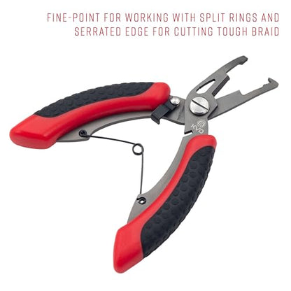 Strike King (SRT5KVD) KVD 5 Precision Split Ring Pliers, Red, Dual Injected Combat Grip Handles - style: Precision Split