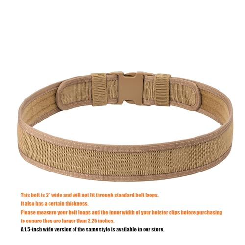 Security EMS EMT Firefighters Work Belt 2" Wide Camping Hiking Utility Tool Belt Airsoft Paintball Gear Holster Belt - color: Brown(2 Inch Width), size: XX-Large