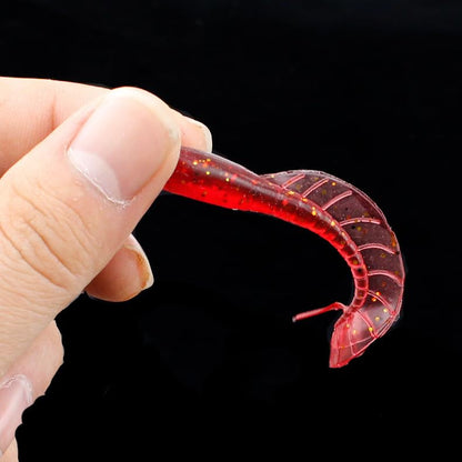 Soft Fishing Lures Set with Tackle Box, 6.5cm/8cm Paddle Tail Swimbaits, 60PCS Soft Plastic Baits with Curly Tails, Freshwater Fishing Lures for Bass, Trout, and More - color: 60 soft baits + bait boxes