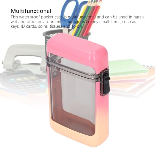 Fockety Vertical Badge Holder, Clear Heavy Duty Sports Case, ID Card Holder with Lanyard for Swimming, Credit Cards, Money - color: Gradient Pink
