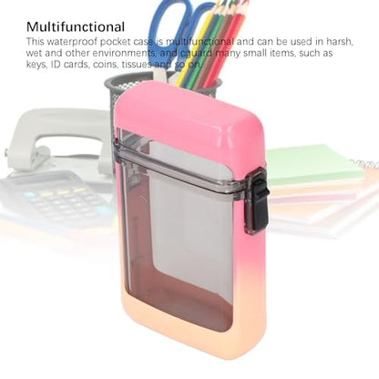 Fockety Vertical Badge Holder, Clear Heavy Duty Sports Case, ID Card Holder with Lanyard for Swimming, Credit Cards, Money - color: Gradient Pink
