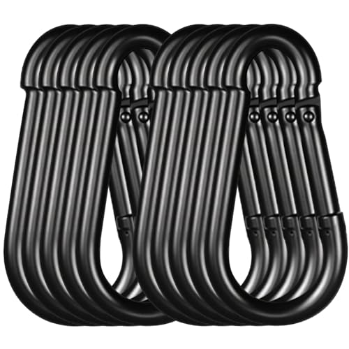 Black Carabiner, Heavy Duty Galvanized Steel Spring Snap Hook Carabiner Clips with 1350LBS Holding Capacity, Ideal for Outdoor, Hammock, Swing and Travel (10PCS M14 5.5Inch) - size: 10PCS-M14, style: Black