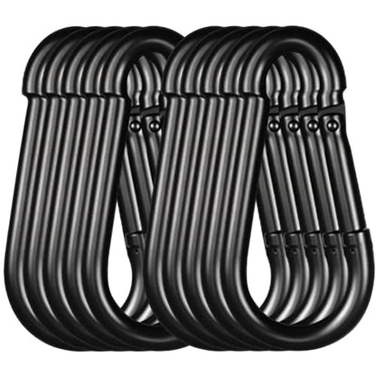 Black Carabiner, Heavy Duty Galvanized Steel Spring Snap Hook Carabiner Clips with 1350LBS Holding Capacity, Ideal for Outdoor, Hammock, Swing and Travel (10PCS M14 5.5Inch) - size: 10PCS-M14, style: Black