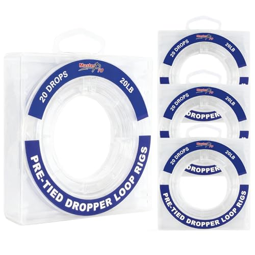 MASTERPRO Pre-Tied Dropper Loop Rigs, Fishing Line Spool 10LB 15LB 20LB 30LB 40LB 50LB 60LB 80LB 100LB, Suitable for Saltwater Freshwater Fishing - size: small bobbin-40LB