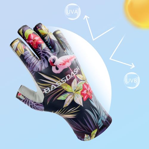 Bassdash ALTIMATE UPF 50+ Women’s Fishing Gloves UV Sun Protection Fingerless Gloves for Kayaking Paddling Hiking Cycling Driving Shooting Training - color: Flamingo, size: X-Small