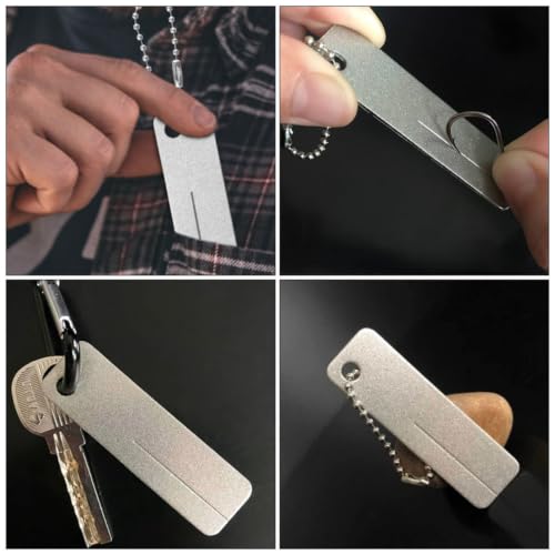 LIOOBO 2pcs Portable Fish Hook Sharpener with Chain, Corundum Material, Compact Design, Precise Edge for Camping and Outdoor Activities, Lightweight Fishing Sharpening Tool