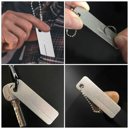 LIOOBO 2pcs Portable Fish Hook Sharpener with Chain, Corundum Material, Compact Design, Precise Edge for Camping and Outdoor Activities, Lightweight Fishing Sharpening Tool