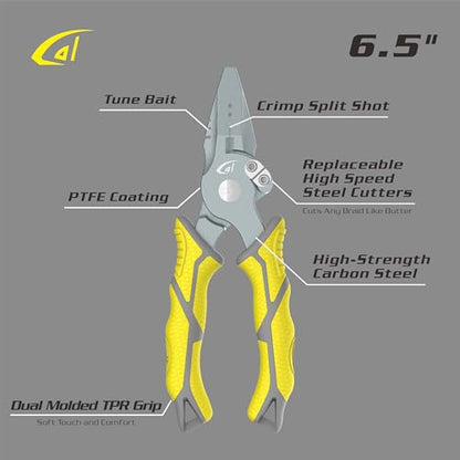 danco Carbon Steel 6.5" Fishing Pliers with Sheath, Line Cutter, Corrosion-Resistant, Saltwater & Freshwater Safe