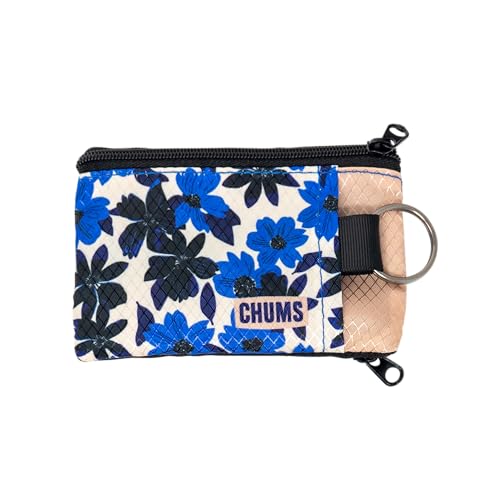 Chums Surfshorts Wallet - Lightweight Slim Wallet with RFID Blocking Card & Clear ID Window - Zippered, Water Resistant w/Key Ring (Blue Floral) - color: Blue Floral