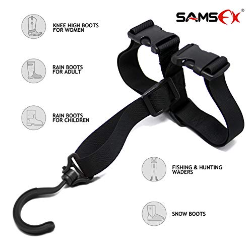 SAMSFX Fishing Wader Boot Hanger Adjustable Strap for Storage Drying - color: Plastic Hook, Black