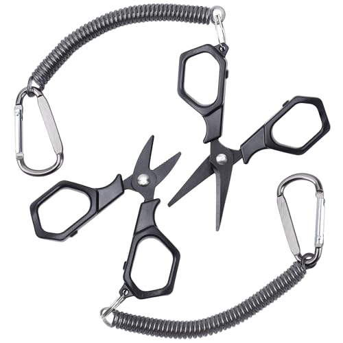 Fishing Scissors Braid Line Cutter with Coiled Lanyard for Freshwater/Saltwater(2 Pcs)