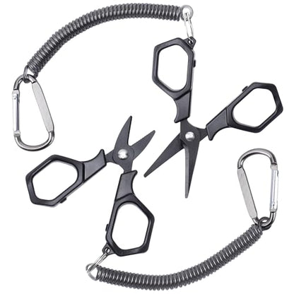 Fishing Scissors Braid Line Cutter with Coiled Lanyard for Freshwater/Saltwater(2 Pcs)
