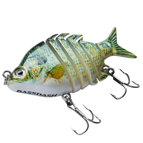 Bassdash SwimPanfish 0.34oz Hard Swimbaits Multi Jointed Topwater Trout Bass Fishing Crank Lure for Freshwater and Saltwater - color: Natural Bluegill