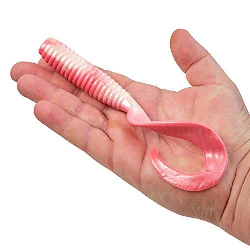 Berkley Gulp! Grub Saltwater Fishing Soft Bait - color: Pink Shine, size: 8- Inch
