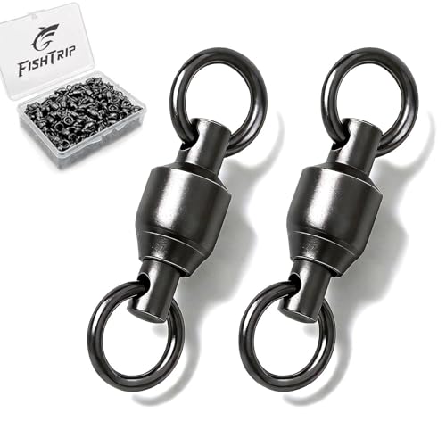 FishTrip 30/50 Pack Ball Bearing Fishing Swivels for Saltwater Freshwater | High Strength, Stainless Steel Swivels Fishing Tackle Solid Welded Rings Barrel Swivels Fishing Connectors Size 0#-10# - size: 1#_44LB_30PCS
