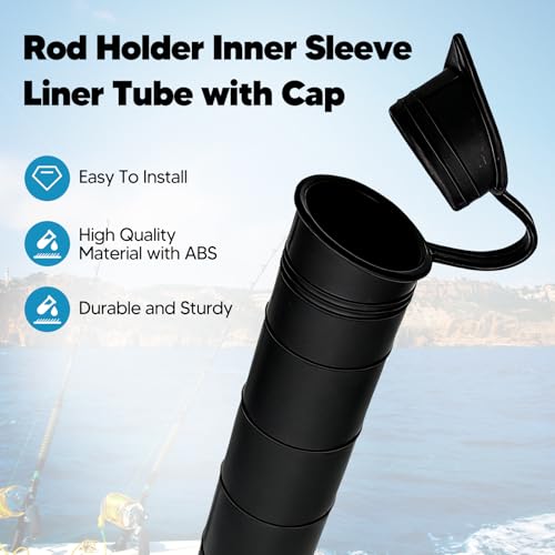 Amagogo Boat Fishing Rod Holder, Black Plastic, Fishing Rod Holders, Rod Holder, Fishing, Middle height: 19.5cm/7.68inch, Outer diameter: 4.84cm/1.91inch, Inner diameter: 4.2cm/1.65inch