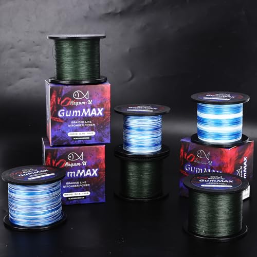GumMAX 545/1093/1640yds 5-100LB 8X Braided Fishing Line Abrasion Resistant Superline Zero Stretch & Smaller Diameter Confuse & Never Fade in Saltwater and Freshwater - color: Blackish Green, size: 545 Yards / 10 LB