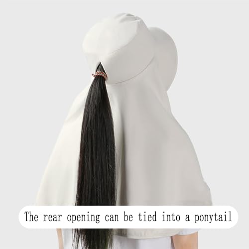 Fashion Outdoor Beach Hats UPF 50+ UV Sun Protection Wide Brim Shawl Breathable Face Neck Flap Cover Folding Sun Hat - color: Beige